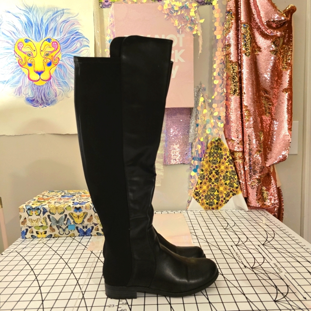 Liz Claiborne Black Leather Knee-High Boots - 6